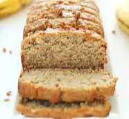 Vegan gluten free banana bread sliced into 6 pieces
